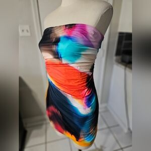 White Fox Colorful Strapless Dress Large